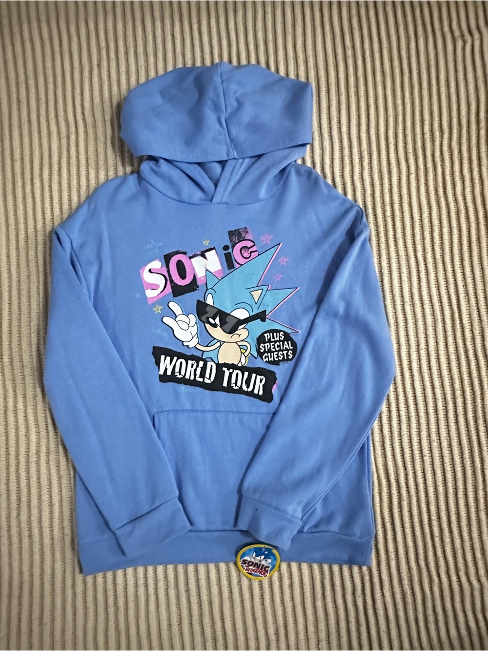 Sonic World Tour Blue Graphic Hoodie Size L (girls)